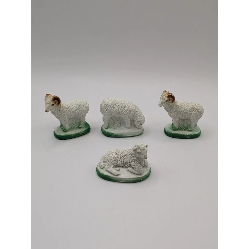 Nativity Replacement Sheep Lambs Ram Lot of 4 Christmas Figures Standing Laying